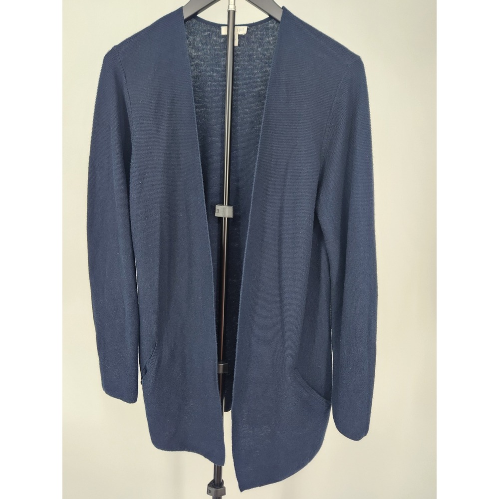 J. Jill Navy Blue Silk Wool Blend Open Front Cardigan Sweater Womens Small - Picture 3 of 7